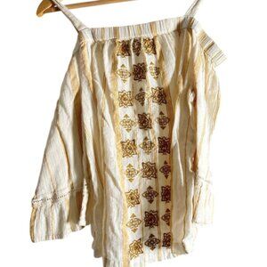 💸 Sonoma boho cold shoulder top 100% cotton  Sz L
